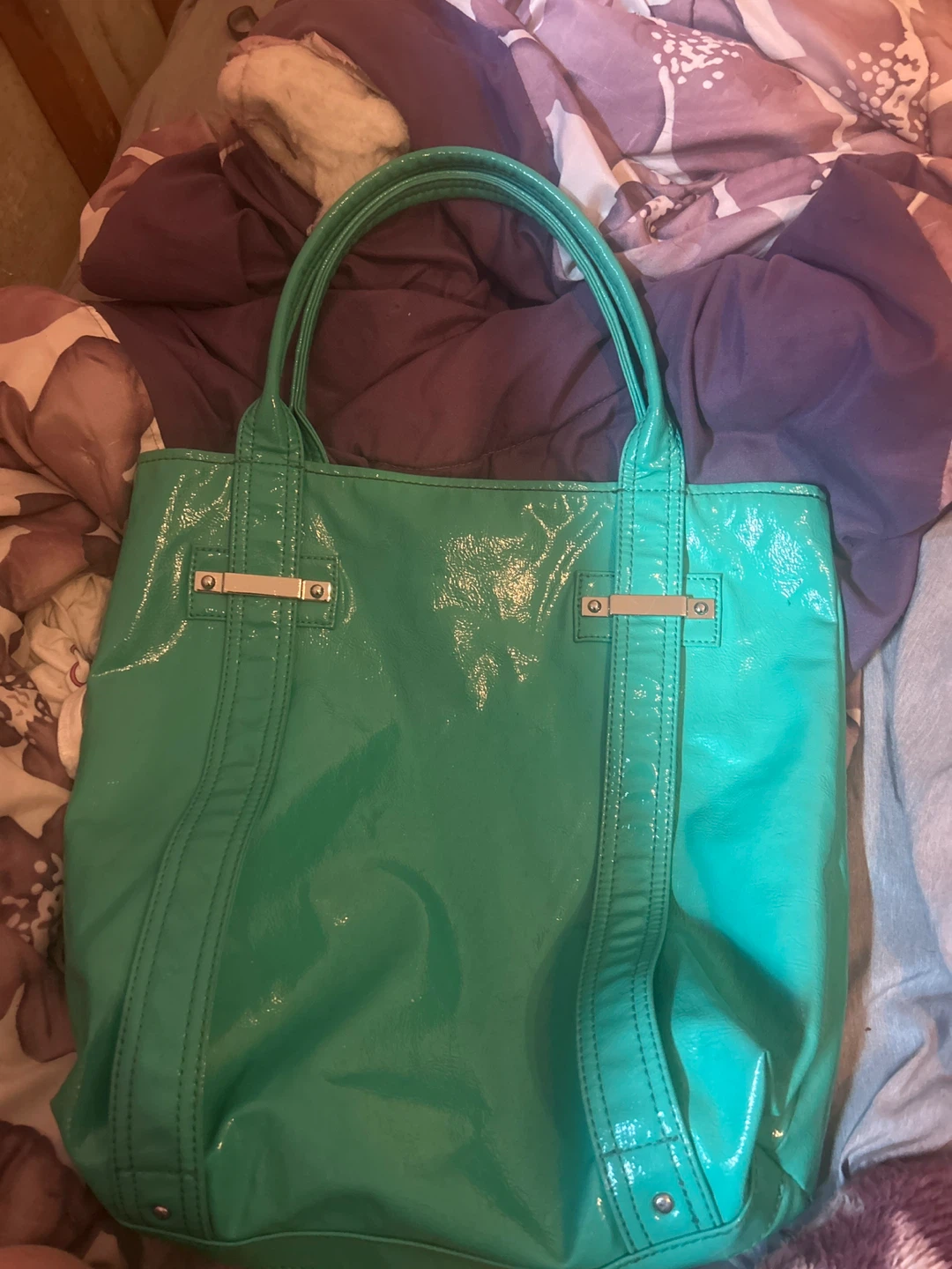 Guess Teal Patent Tote Bag - photo 2