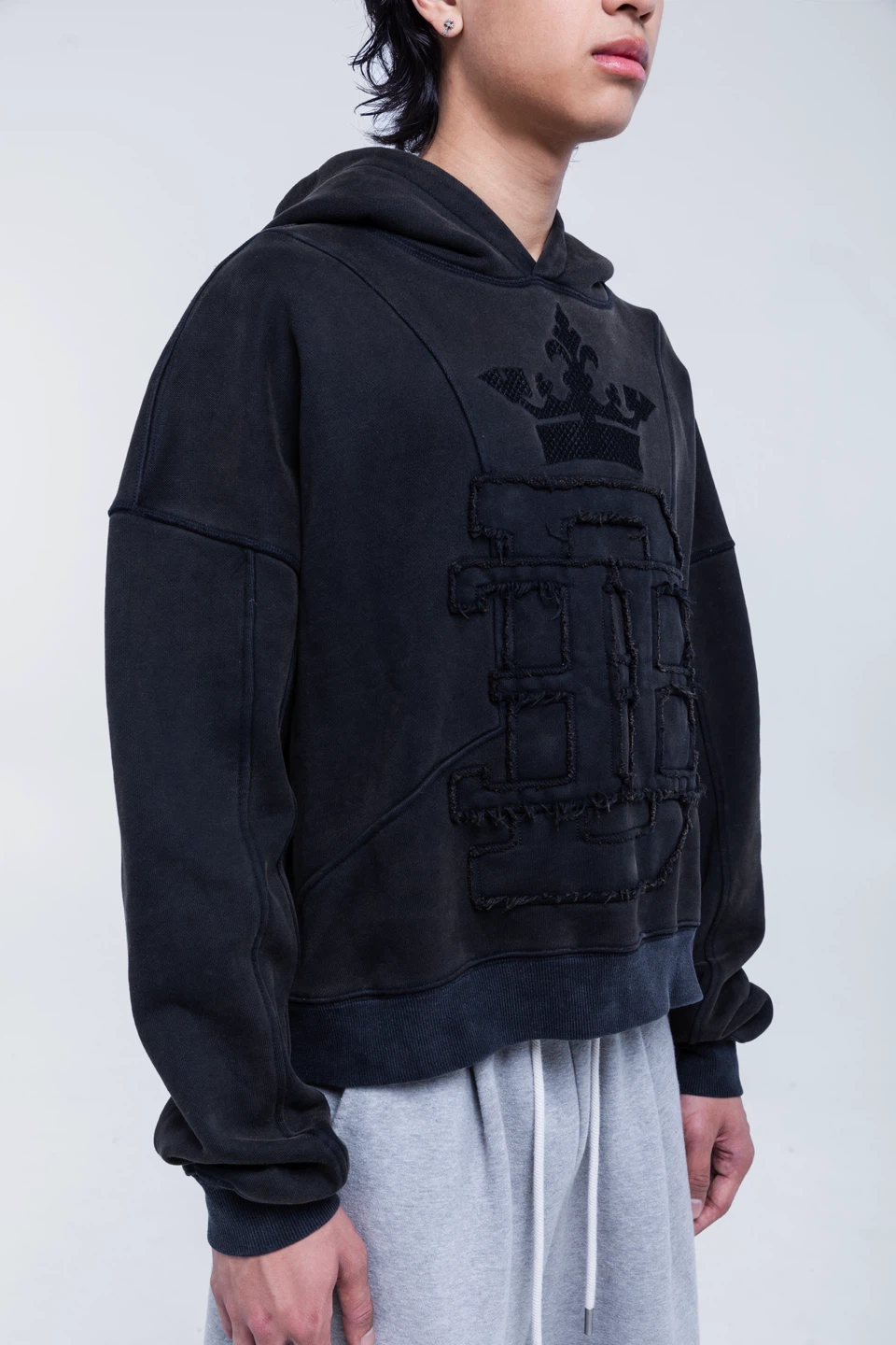 Distressed Applique Embroidered Hoodie - photo 2