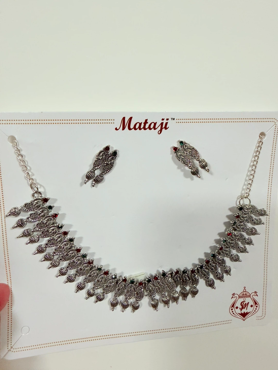 Mataji Silver Oxidized Necklace and Earrings Set - photo 3