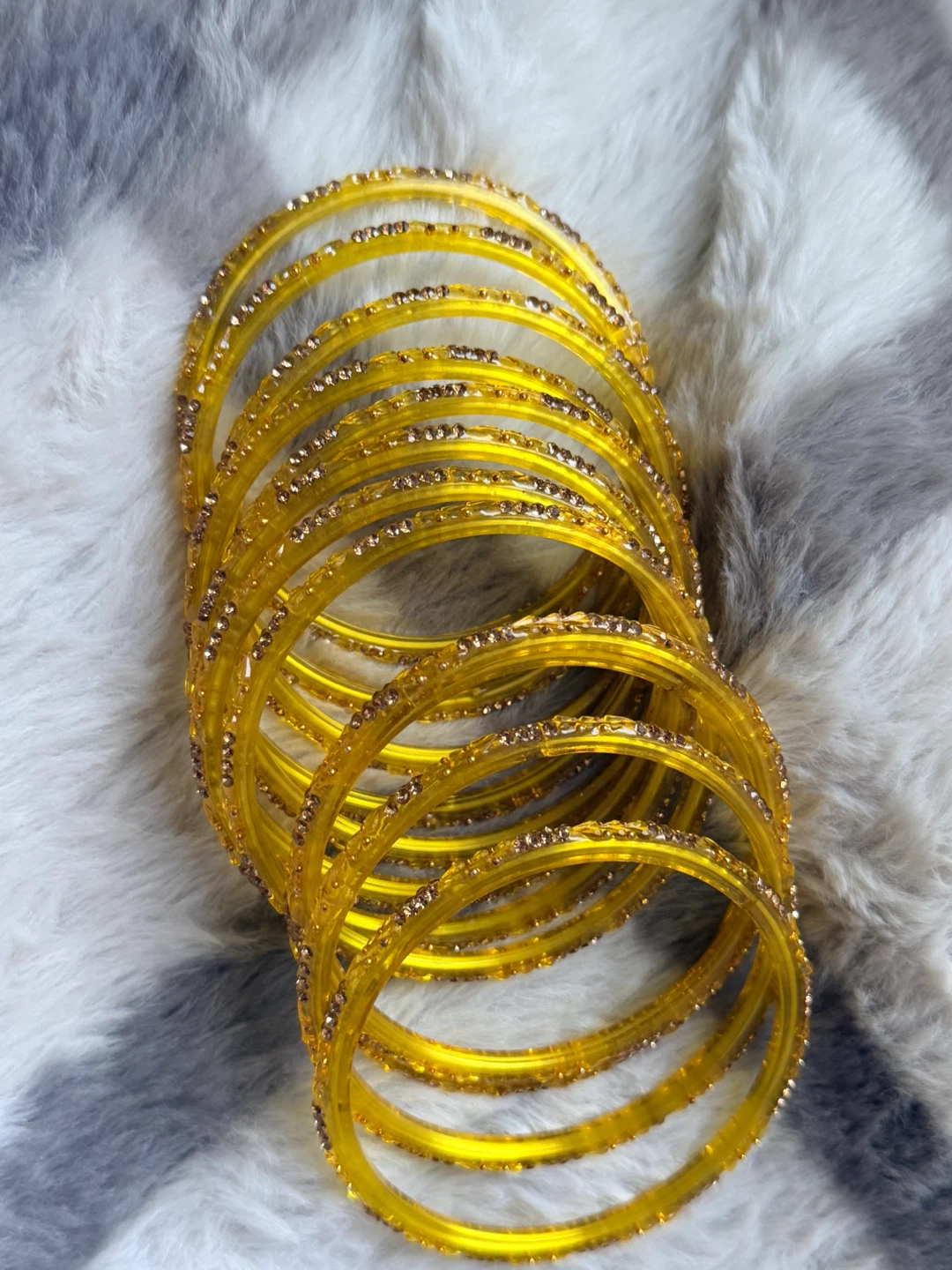 Yellow Embellished Bangle Set