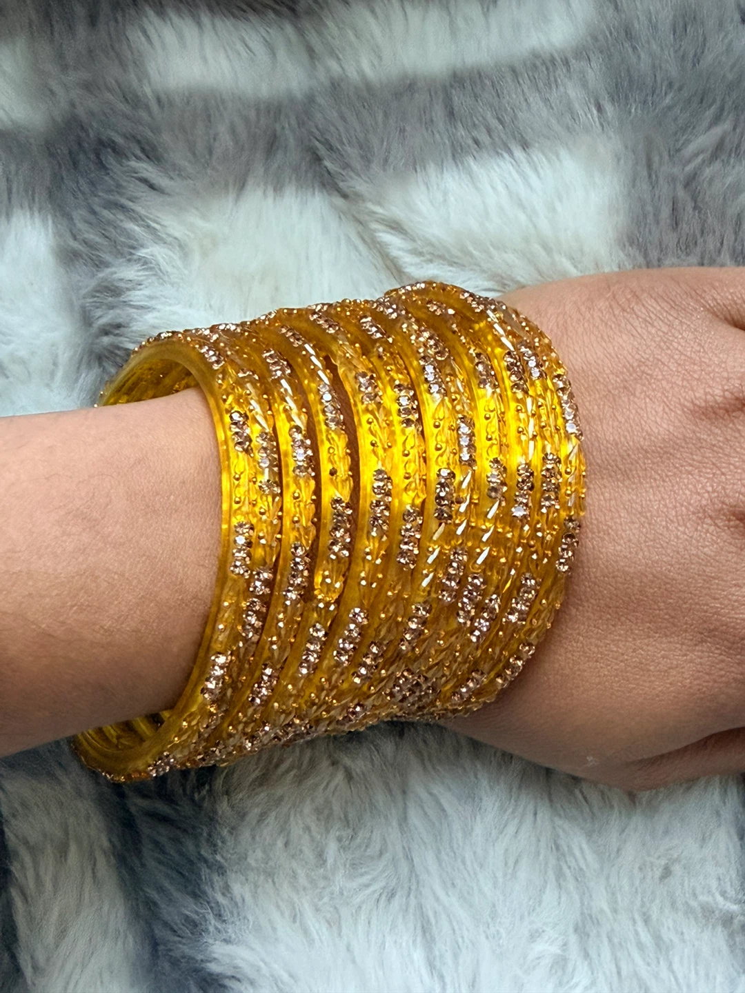 Yellow Embellished Bangle Set - photo 3