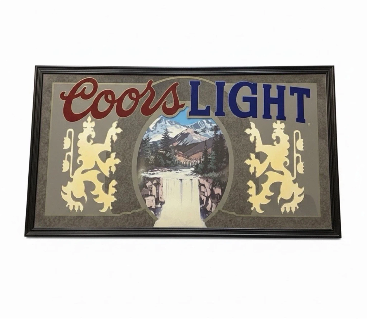 VTG RARE Coors Light Beer Mirror Rocky Mountains Waterfall