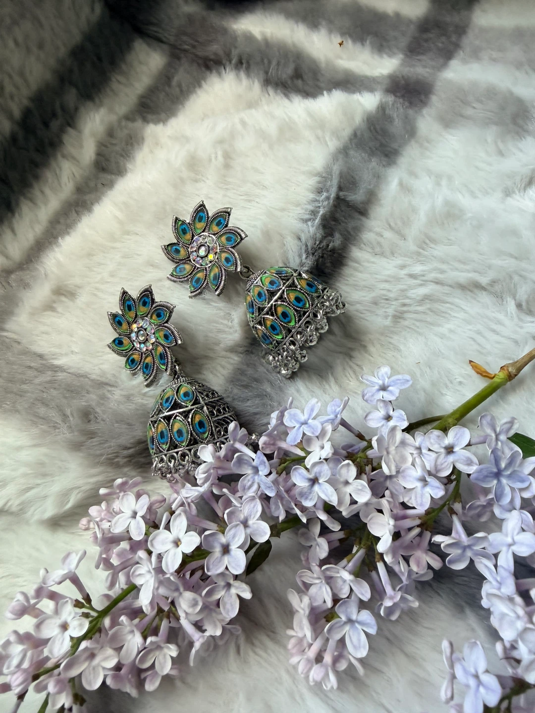 Tannu Peacock Design Jhumka Earrings