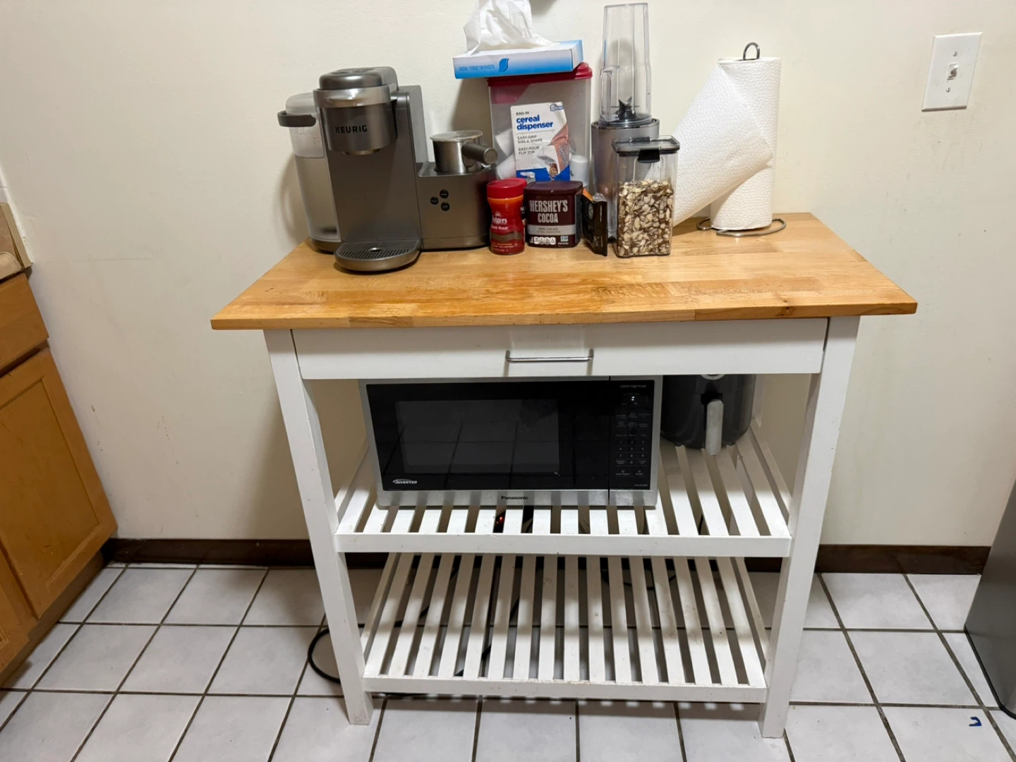 Kitchen Island Cart with Microwave Shelf - photo 3