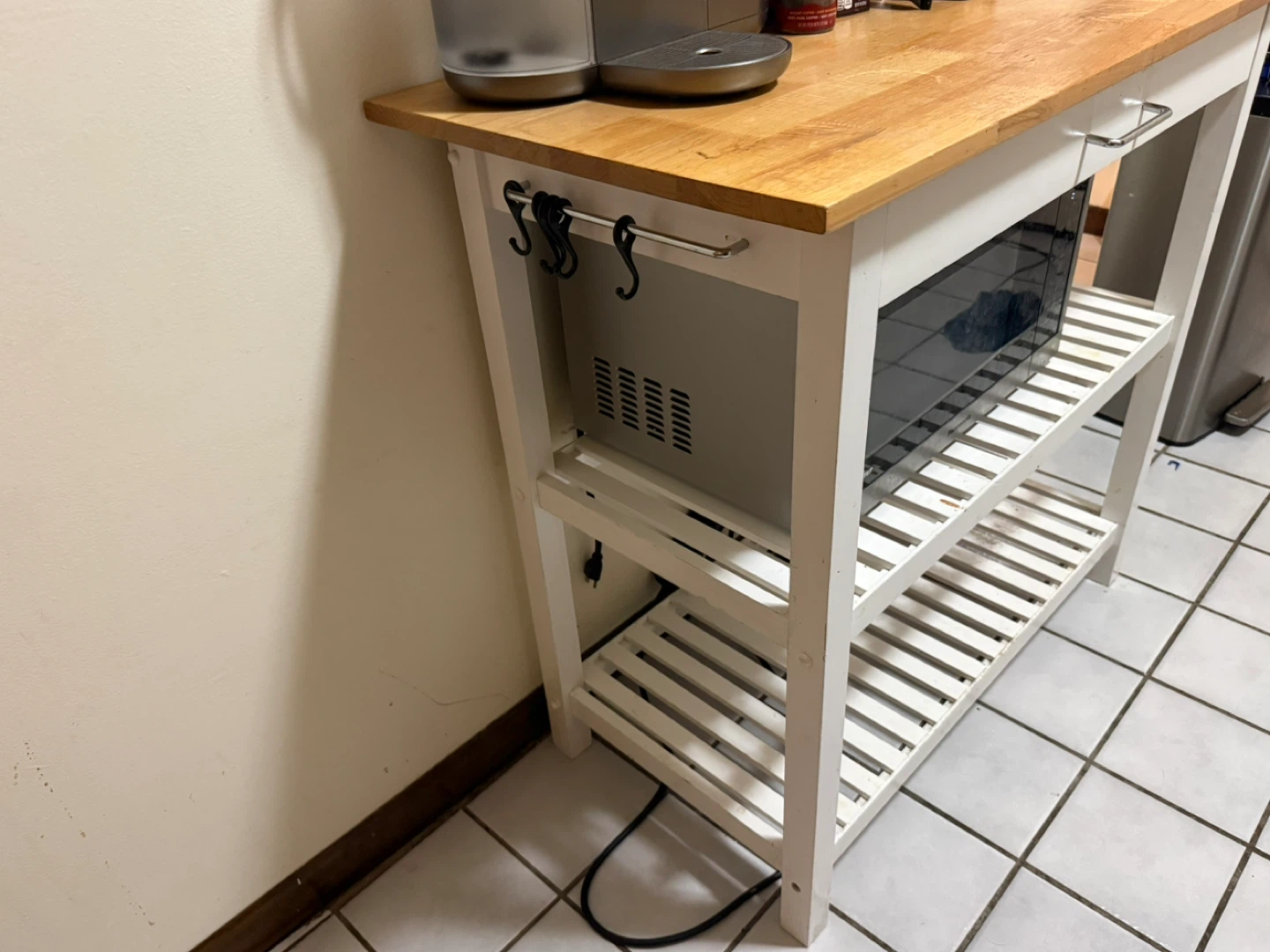 Kitchen Island Cart with Microwave Shelf - photo 2