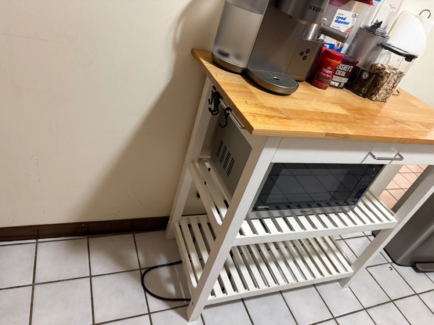 Kitchen Island Cart with Microwave Shelf - photo 5