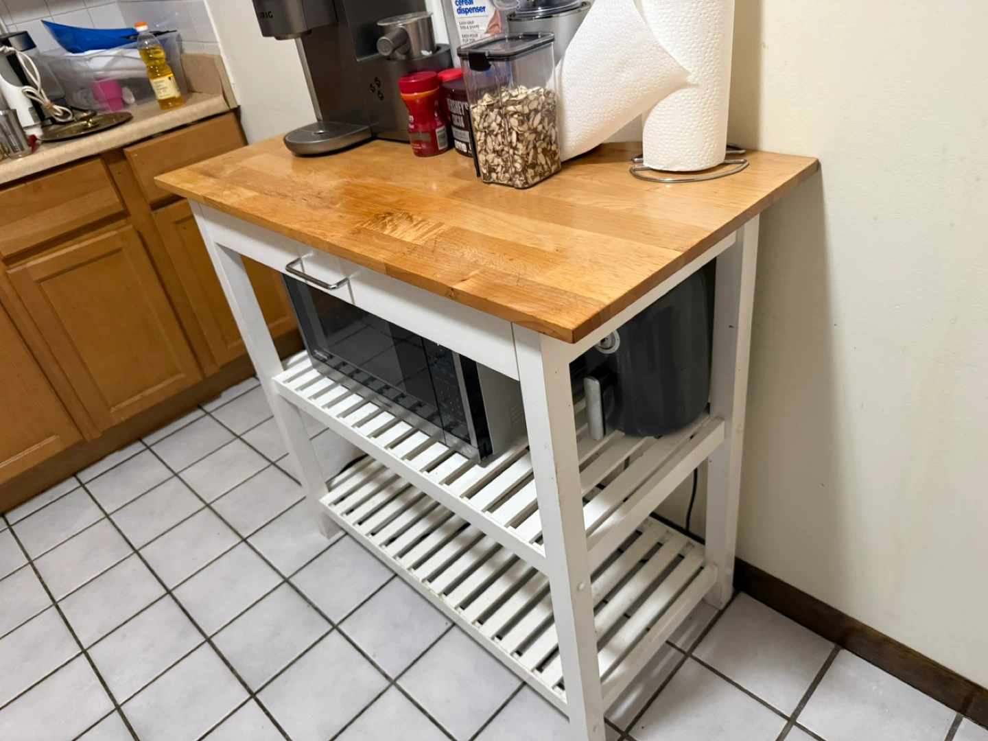 Kitchen Island Cart with Microwave Shelf - photo 4