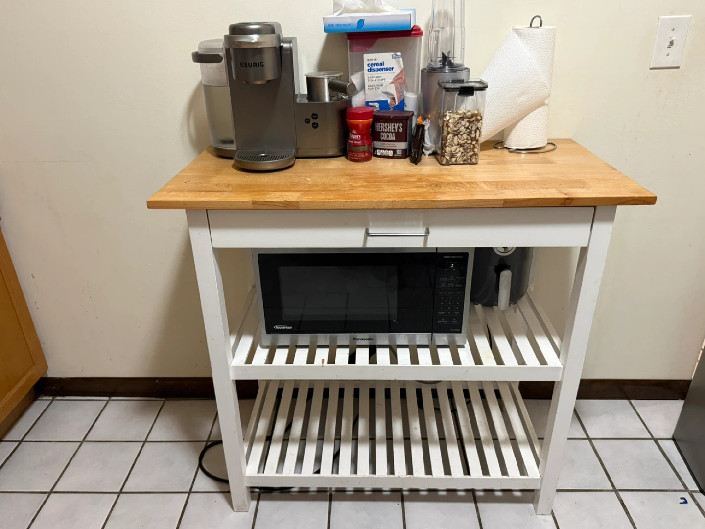 Kitchen Island Cart with Microwave Shelf