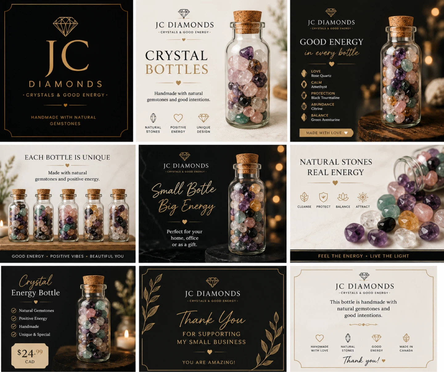 JC Diamonds Crystal Energy Bottle with Natural Gemstones - photo 2