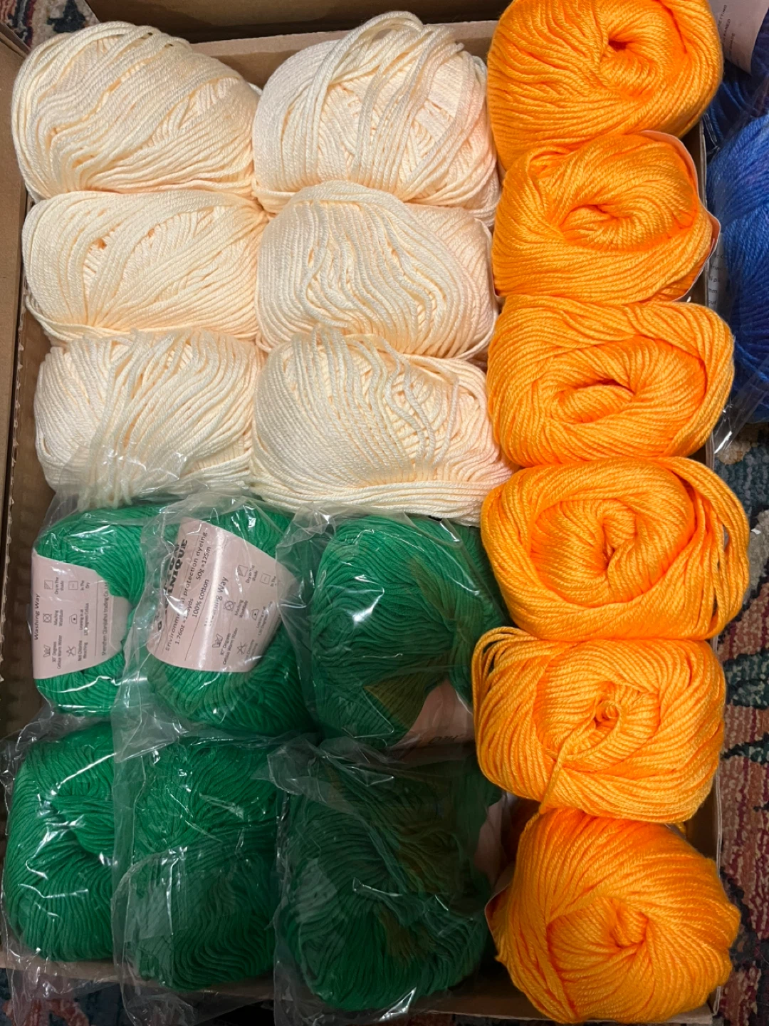Unique Way Cotton Yarn - Cream, Green, Orange