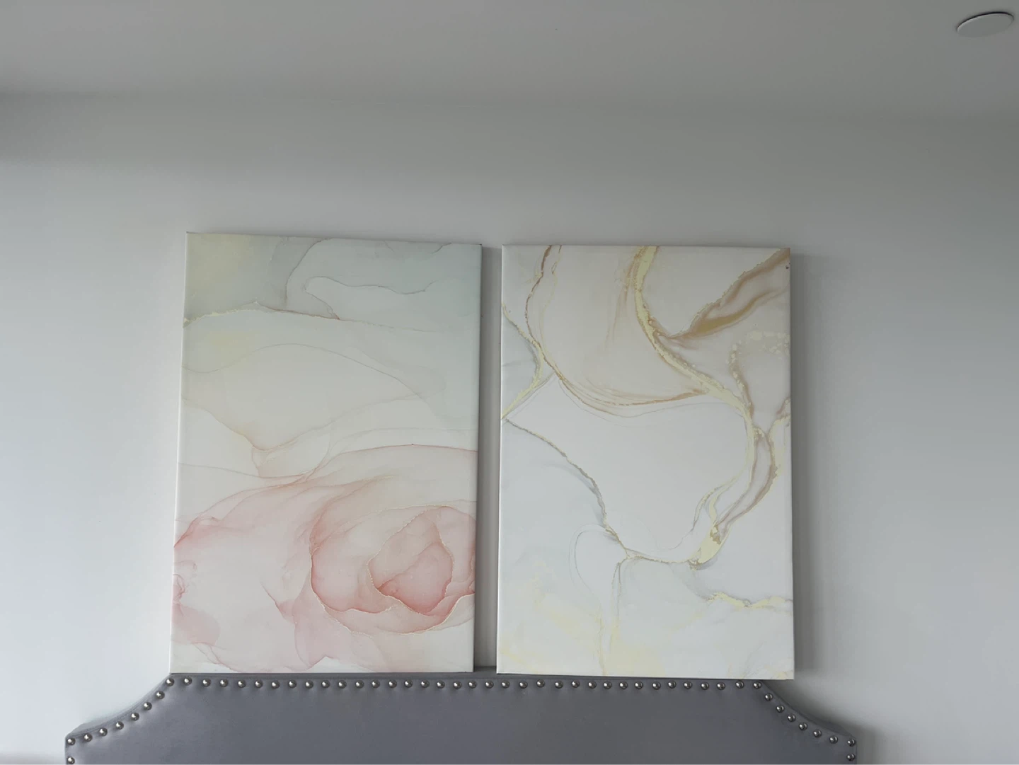 Beautiful pink gold and cream paintings 2” x 3”