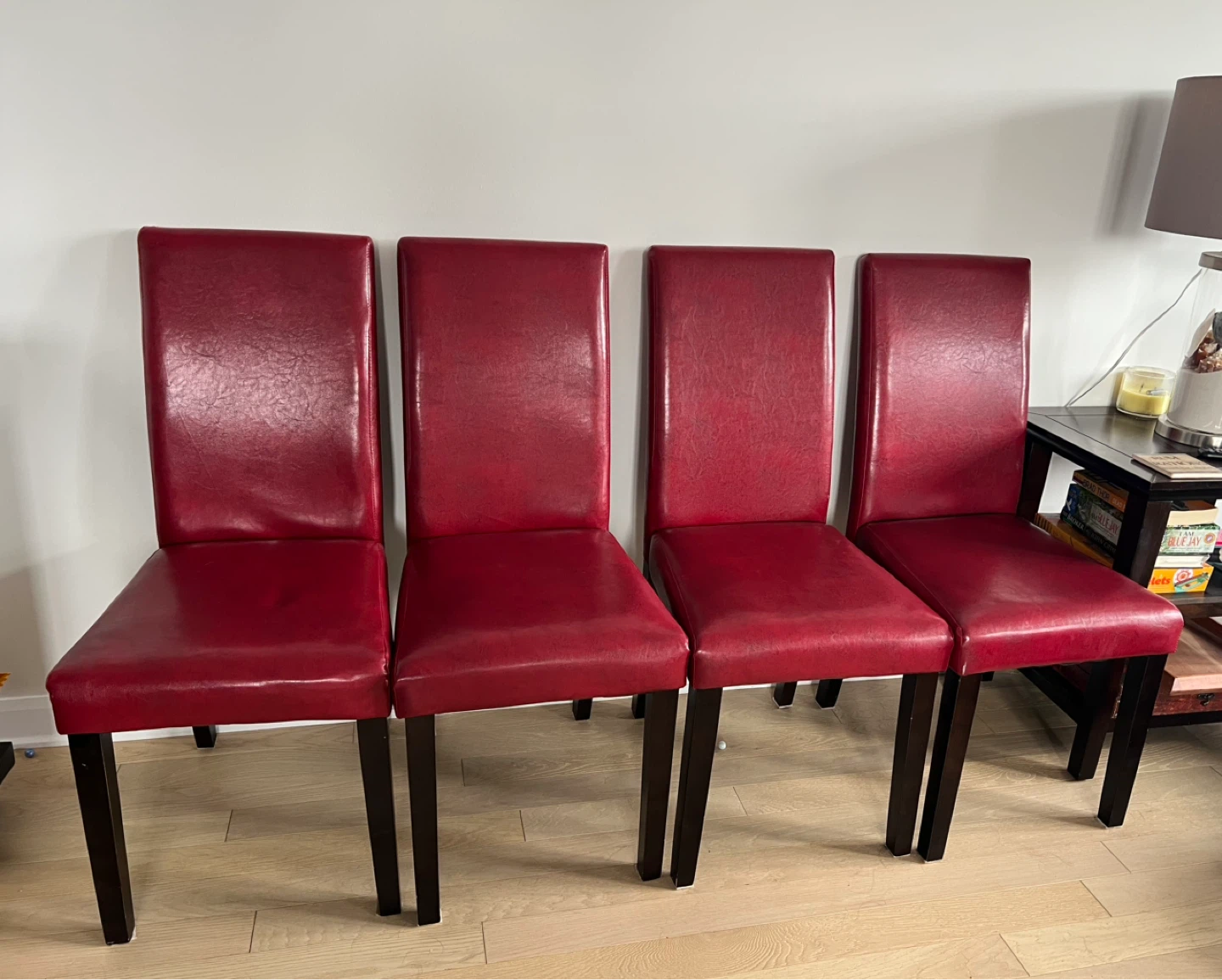 Set of 4 Red Dining Chairs