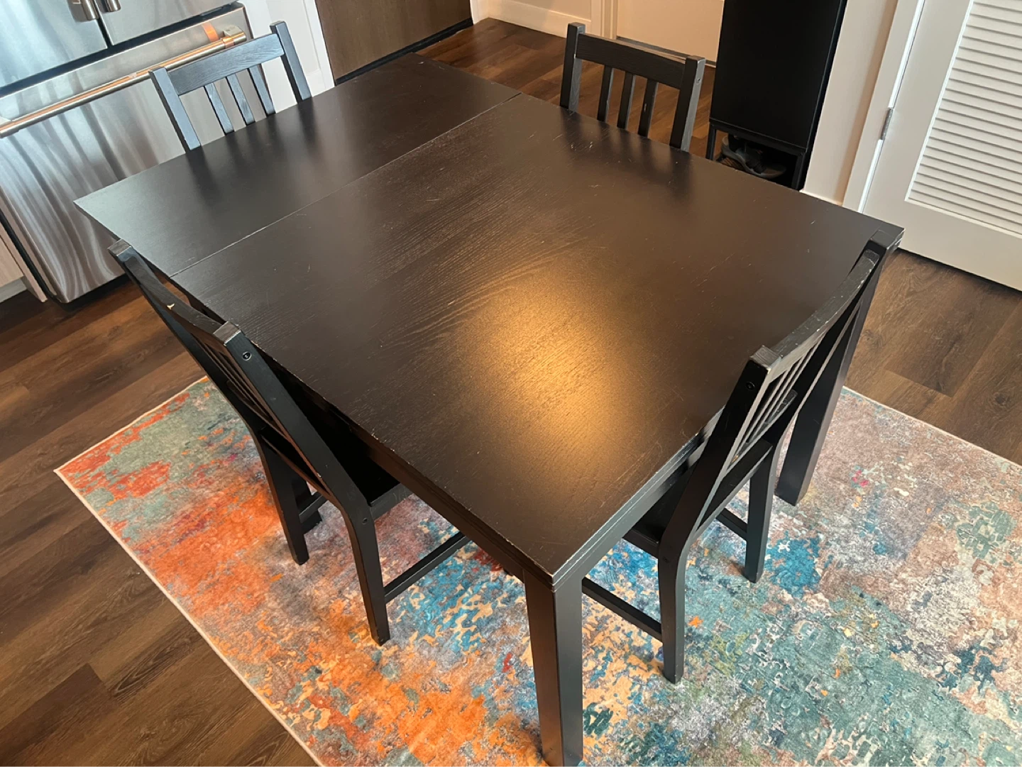 Black Extendable Dining Table with 4 Chairs - photo 3