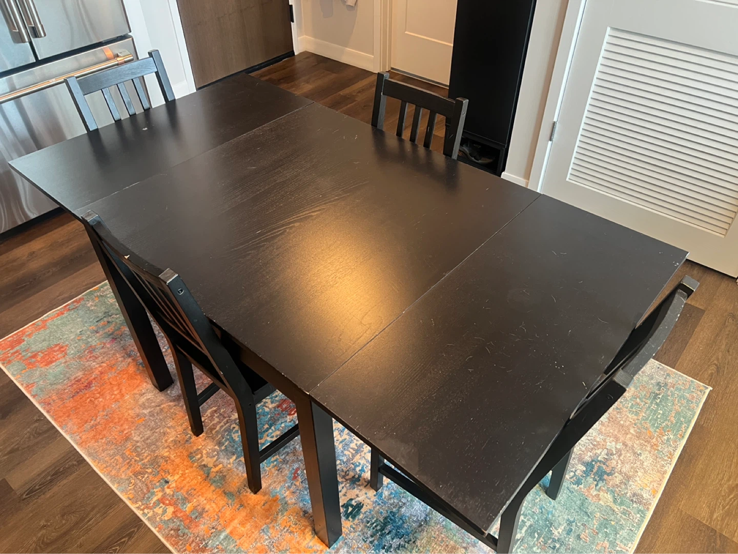 Black Extendable Dining Table with 4 Chairs - photo 4
