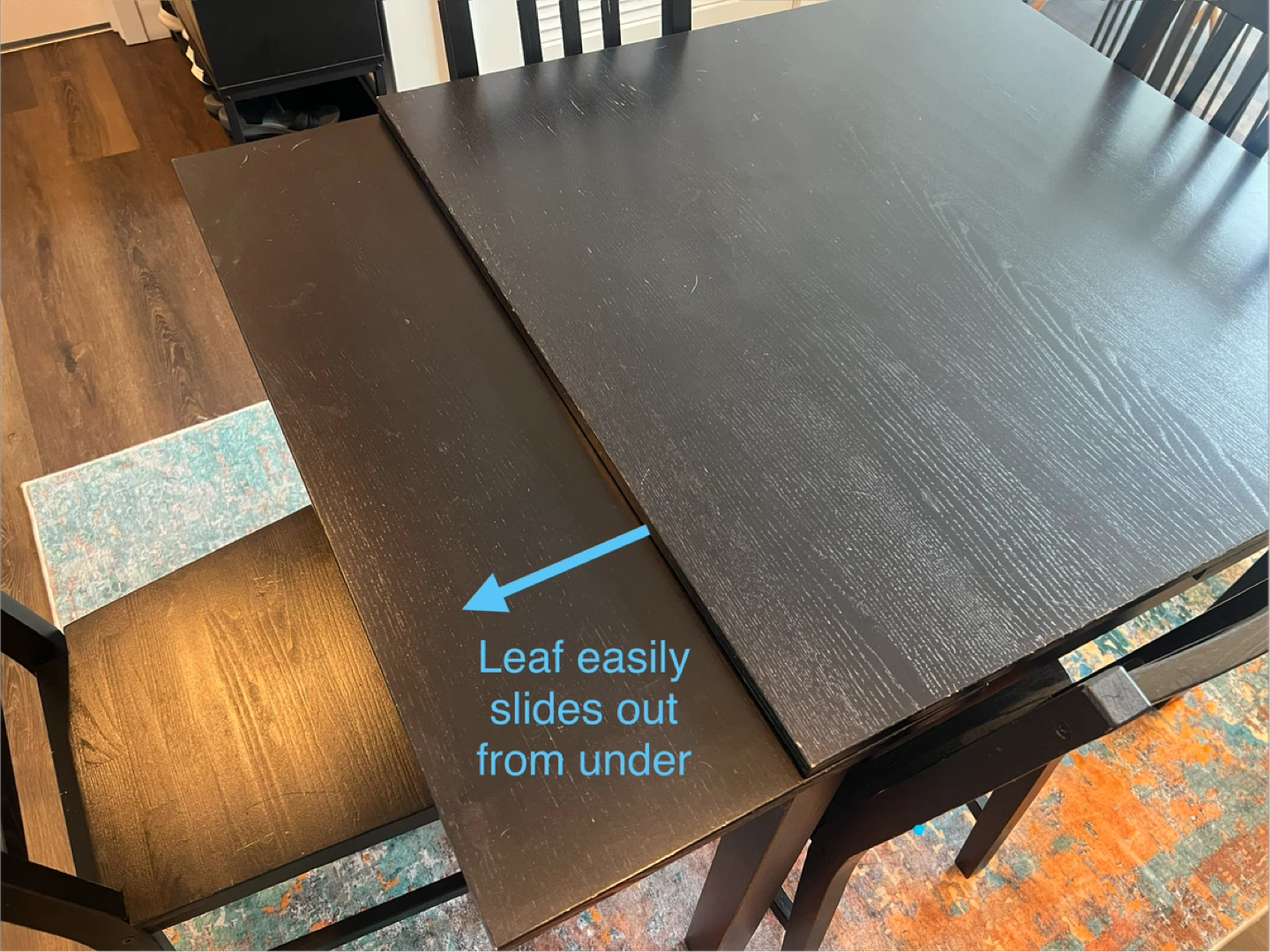 Black Extendable Dining Table with 4 Chairs - photo 2