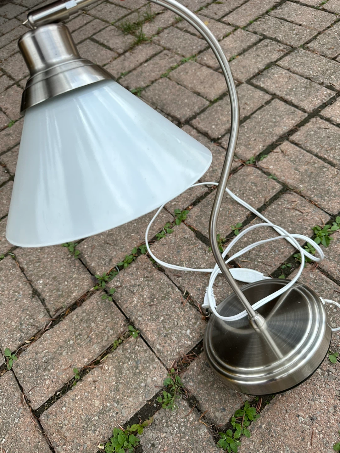 IKEA Brushed Nickel Desk Lamps with White Frosted Shades - photo 3