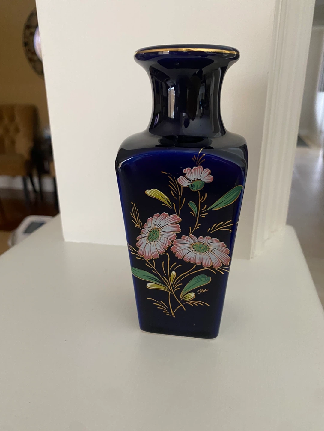 Cobalt Blue Floral Vase