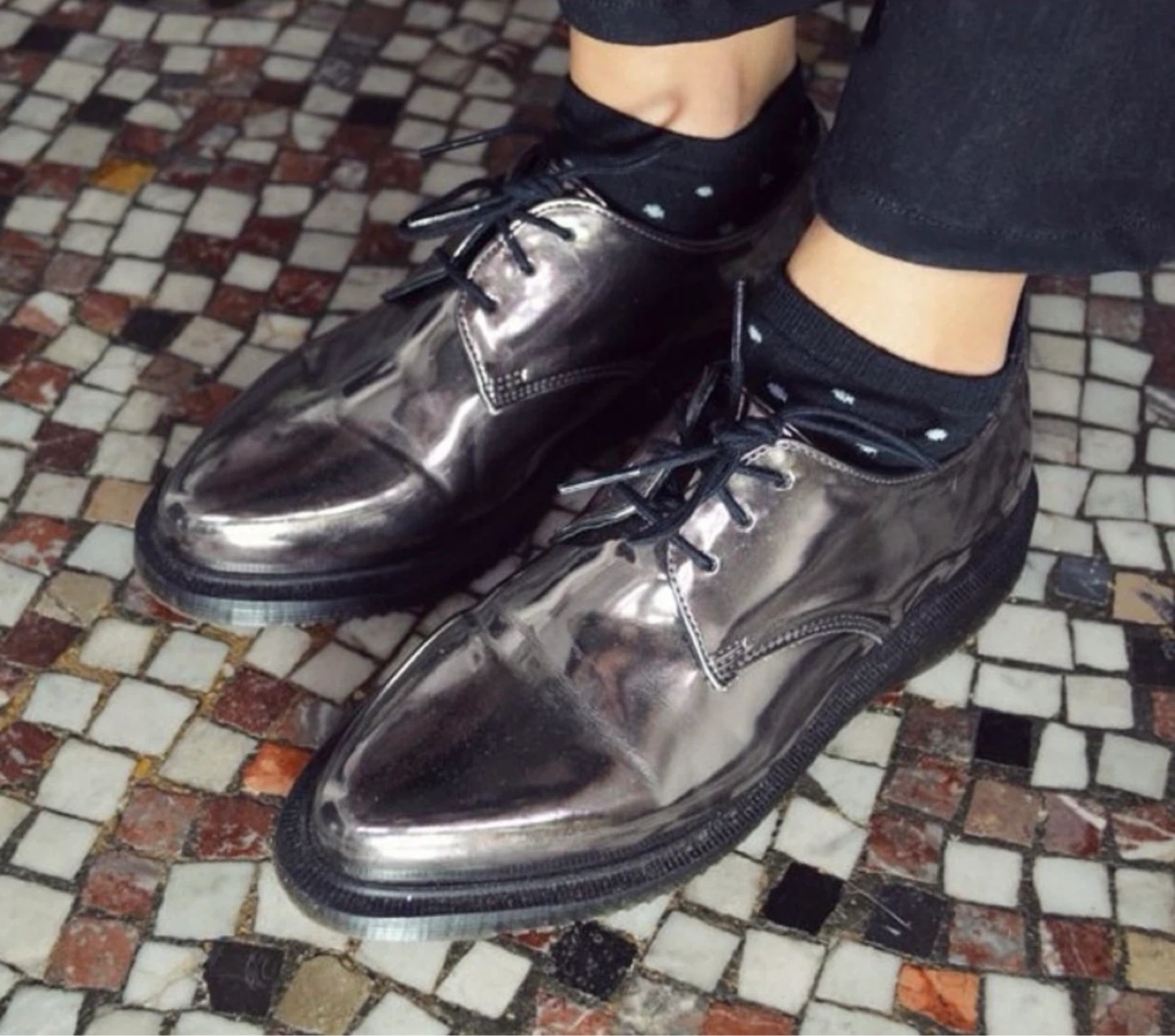 Dr. Martens Tanner Metallic Pewter Oxfords size EU 38