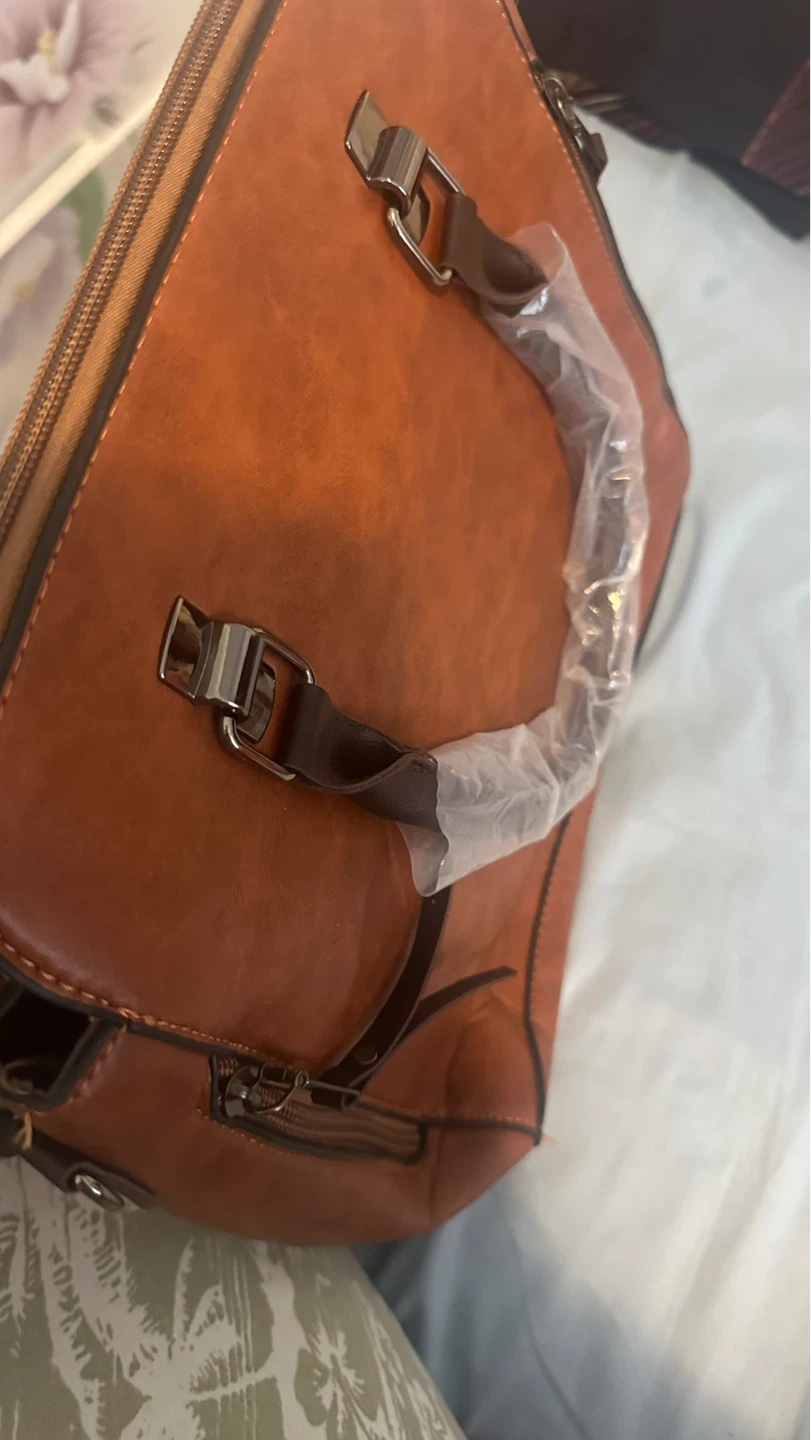 Brown Faux Leather Satchel Bag