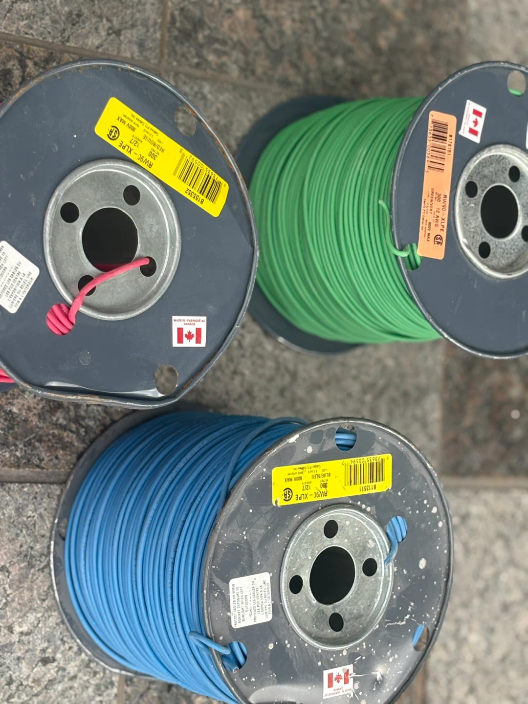 3 Spools of Electrical Wire - Red, Blue, Green - photo 2