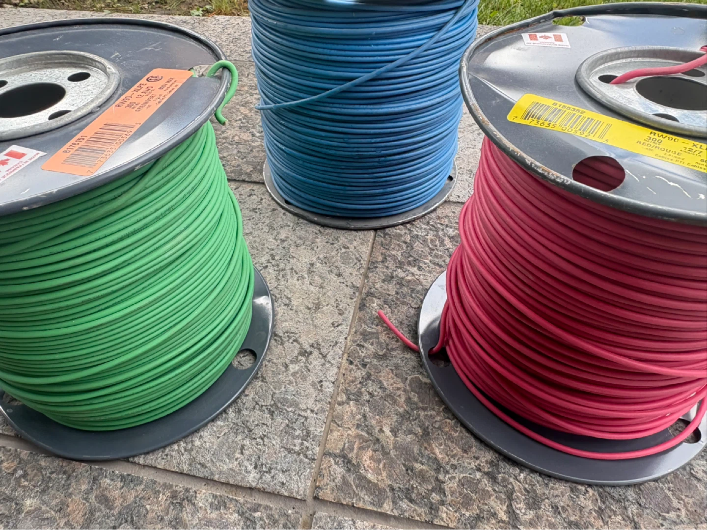 3 Spools of Electrical Wire - Red, Blue, Green - photo 3