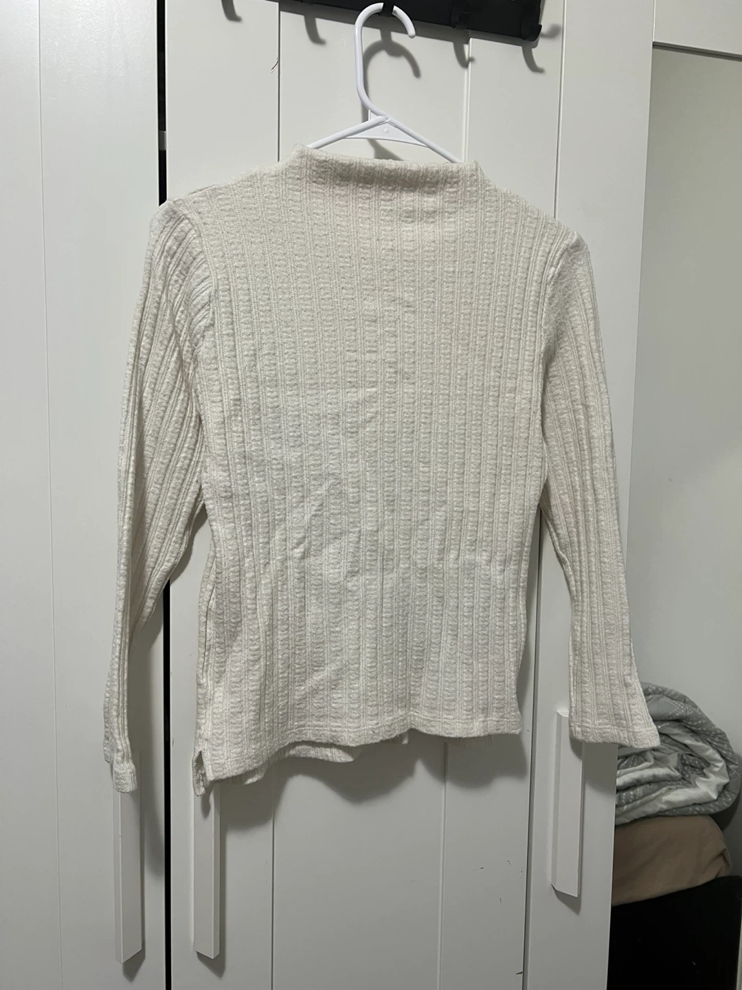 Ribbed Mock Neck Long Sleeve Top - Brown - photo 3