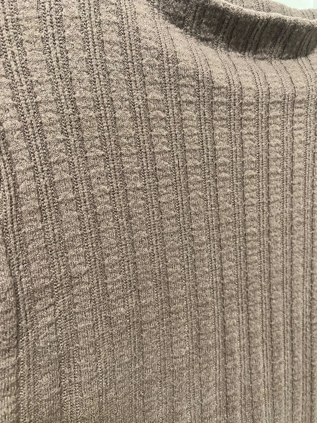 Ribbed Mock Neck Long Sleeve Top - Brown - photo 2