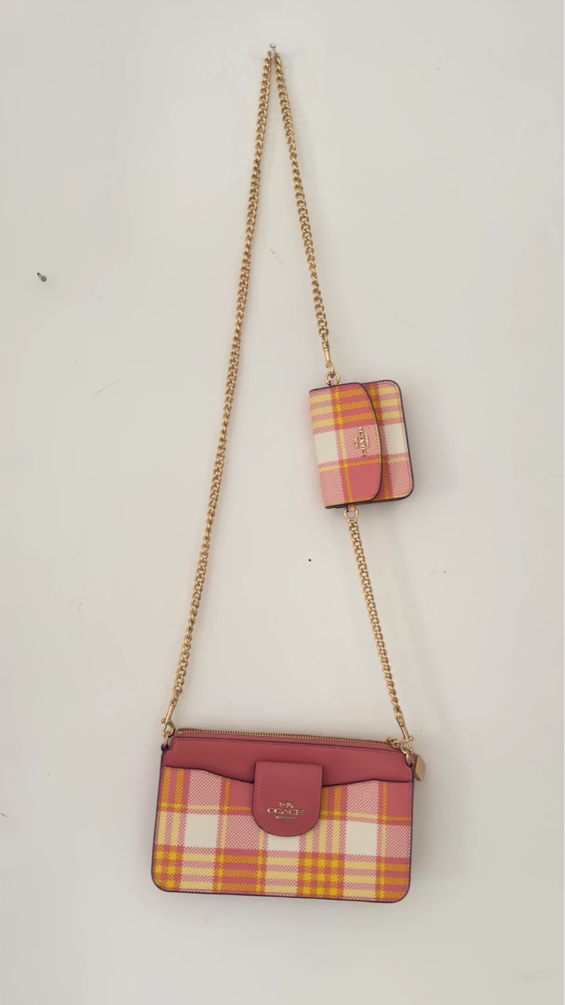 Coach Pink Plaid Crossbody Bag with Coin Pouch - photo 4