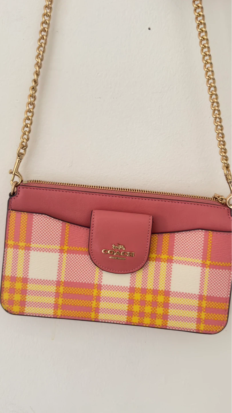 Coach Pink Plaid Crossbody Bag with Coin Pouch - photo 2