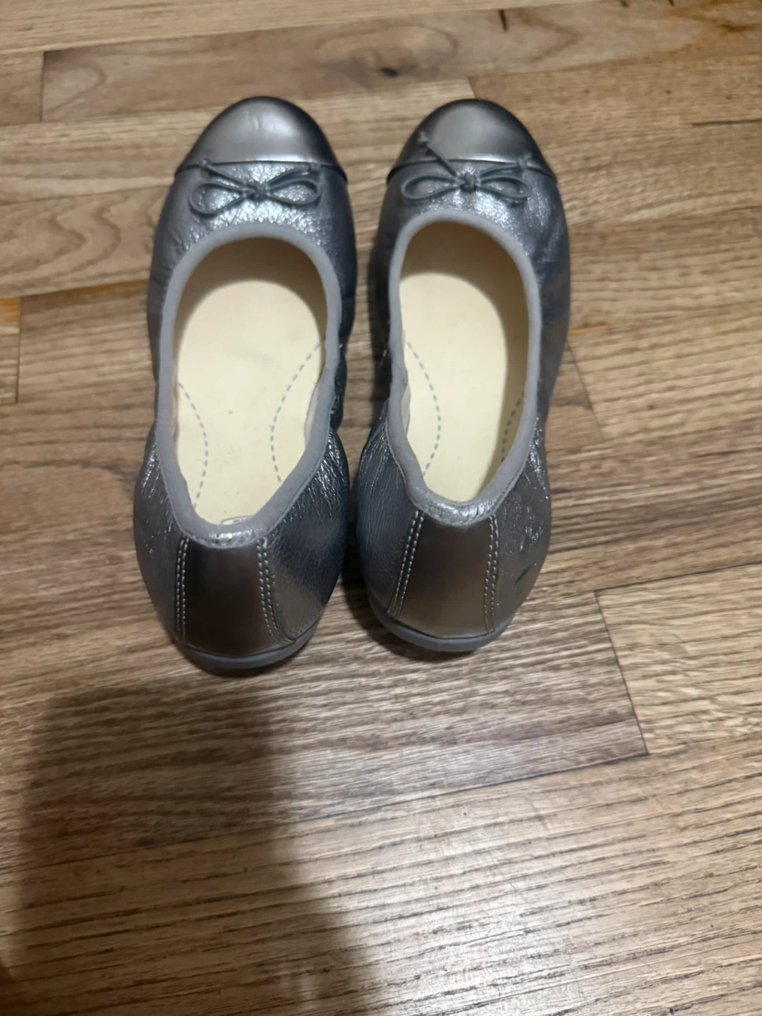 Clarks Silver Ballet Flats with Bows