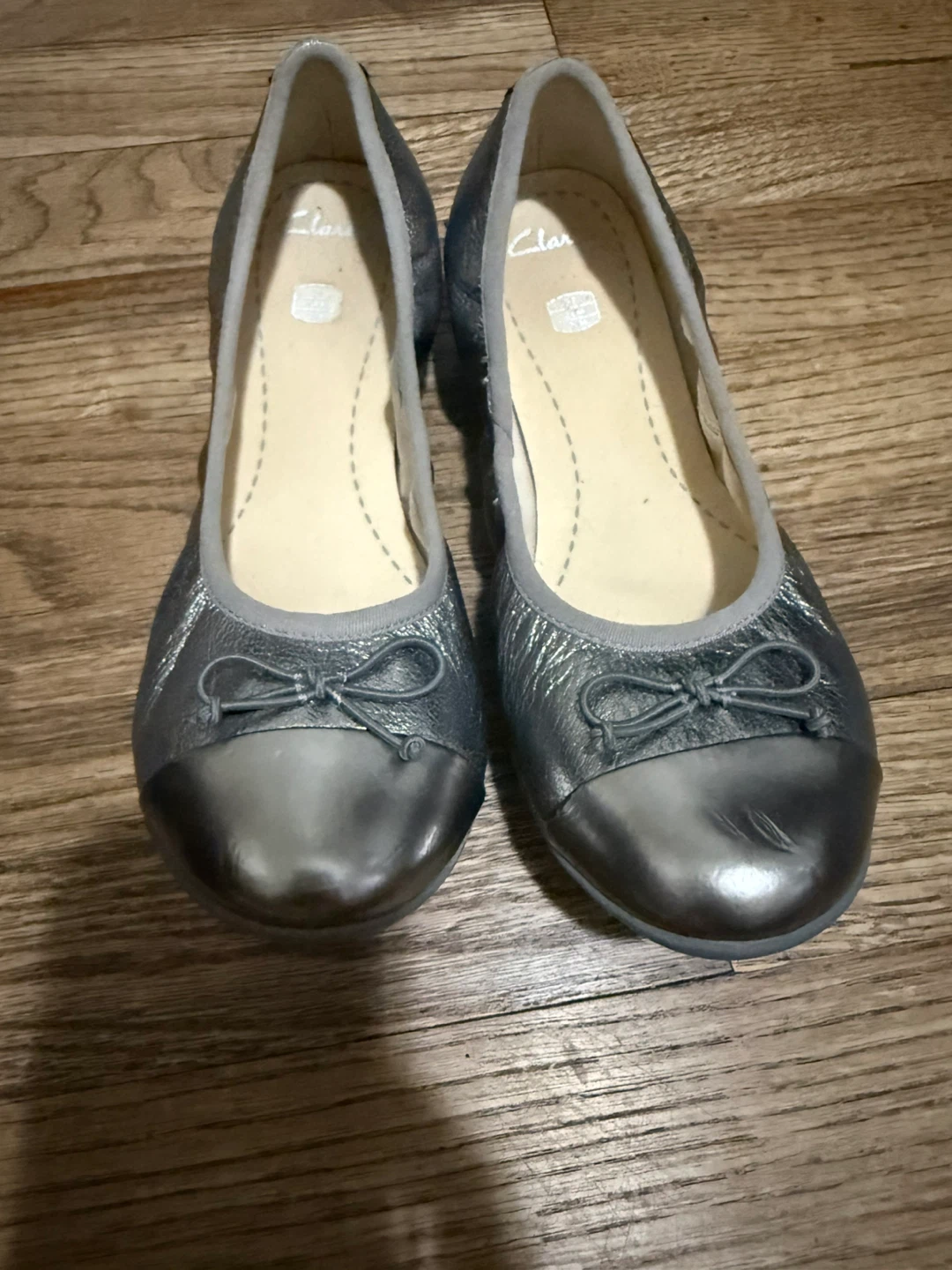 Clarks Silver Ballet Flats with Bows - photo 4