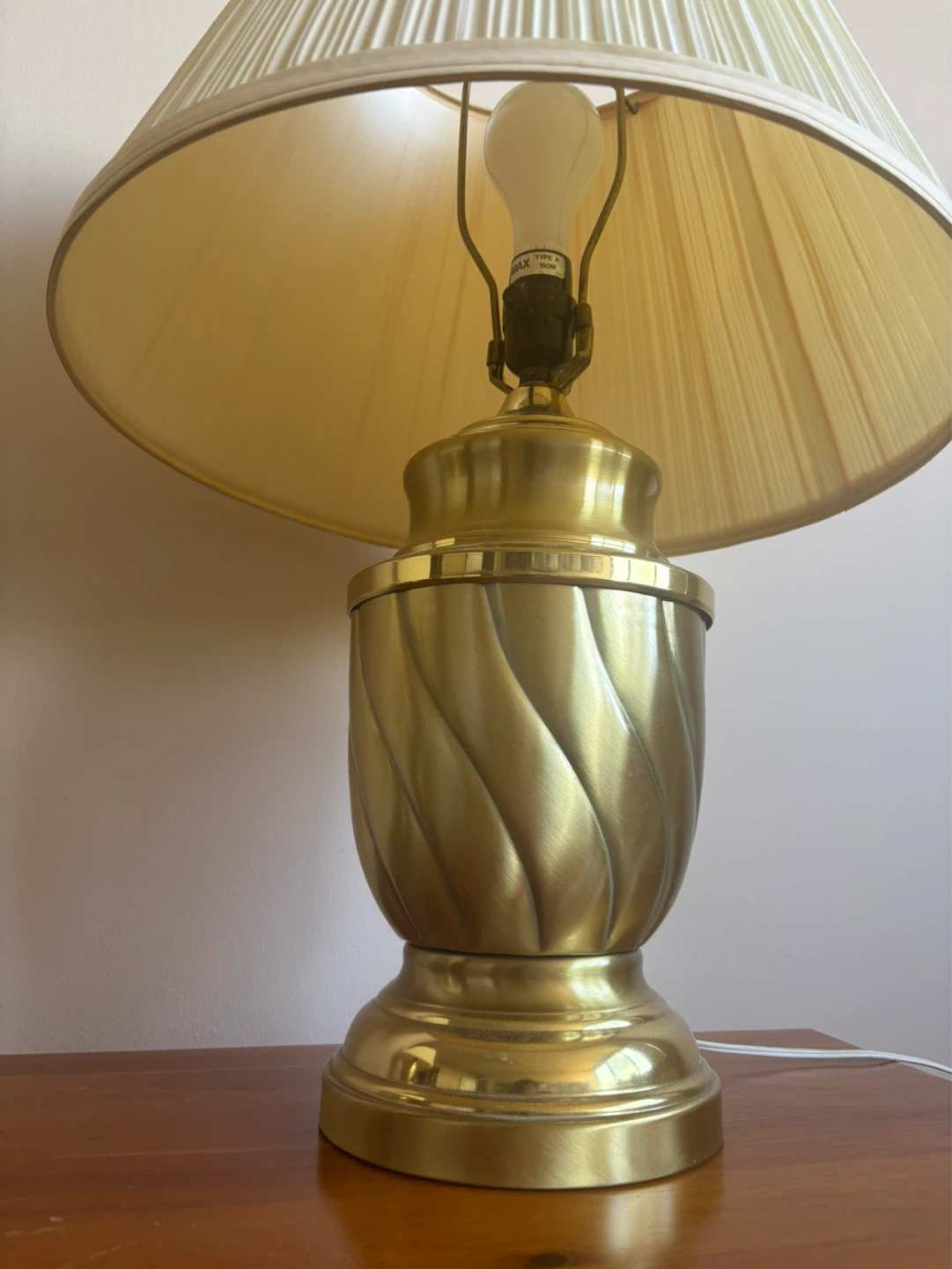 Set of Brass Table Lamps with Pleated Shade - photo 3