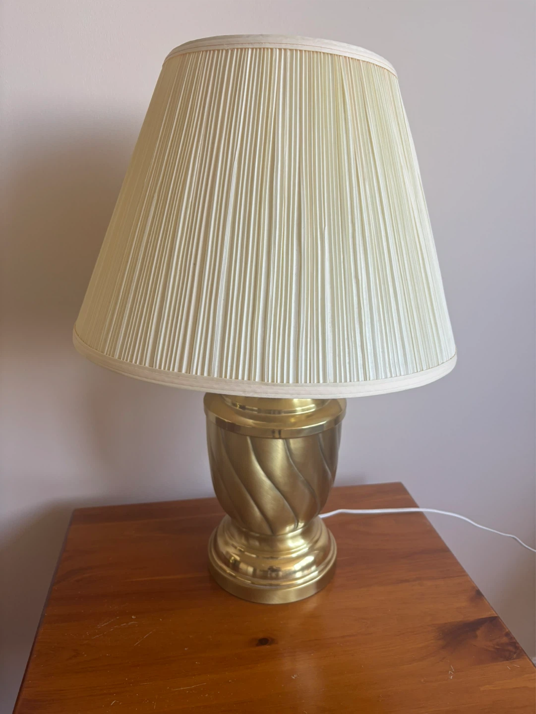 Set of Brass Table Lamps with Pleated Shade - photo 2