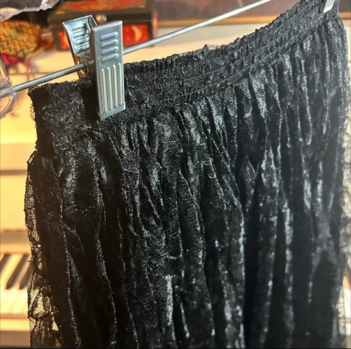 Vintage Black Floral Lace-Tier Pleated Midaxi/Maxi Skirt size M - photo 4