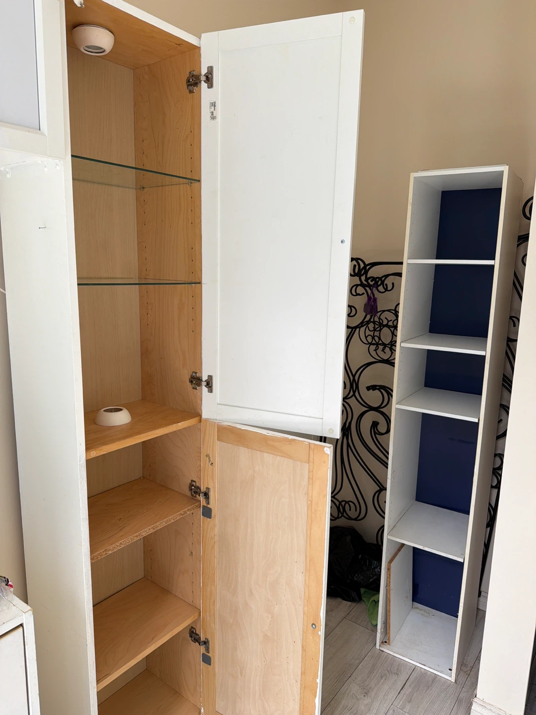 White Storage Cabinet with Glass Shelves - photo 3