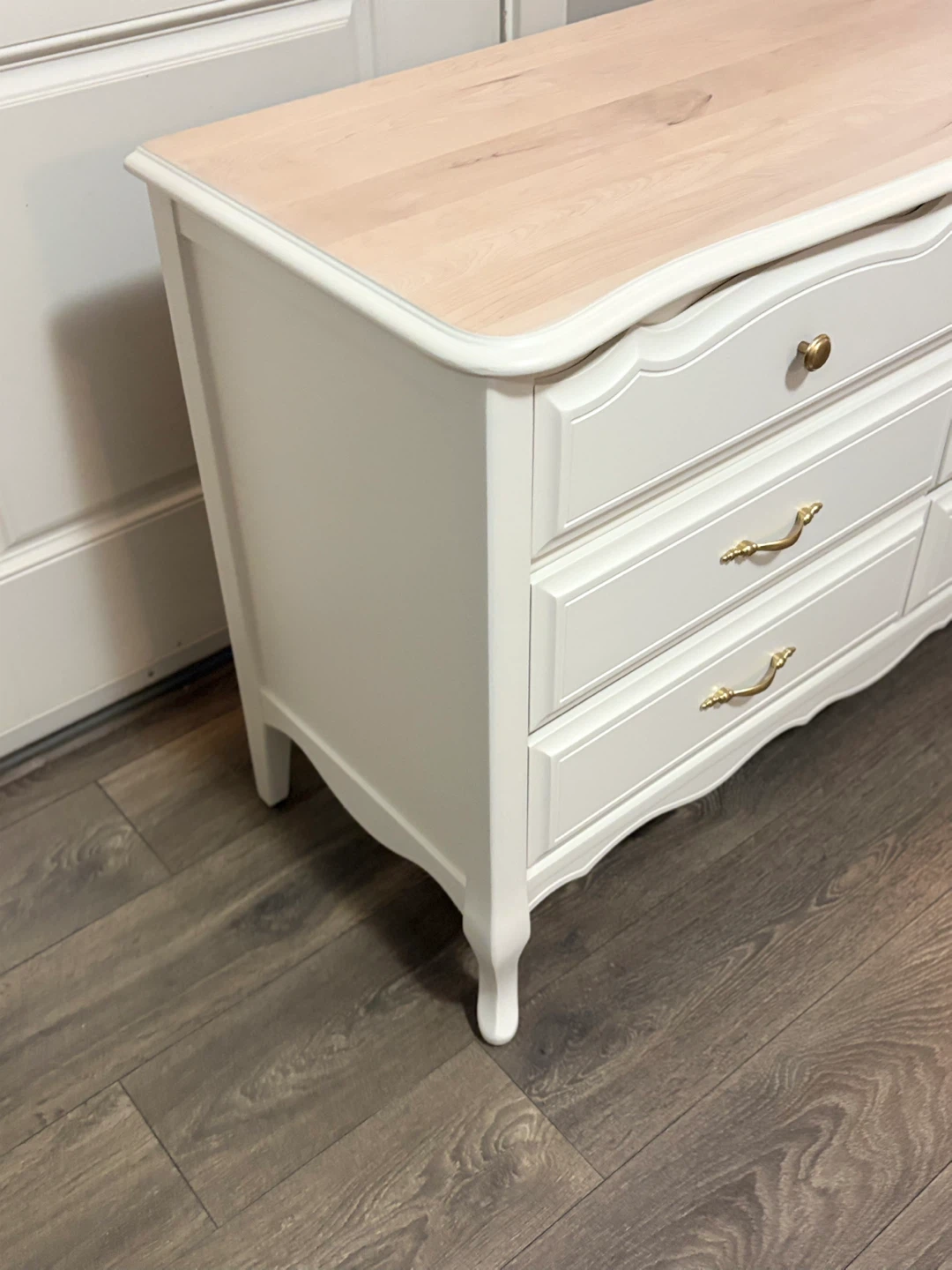 White Dresser with Light Wood Top - photo 3