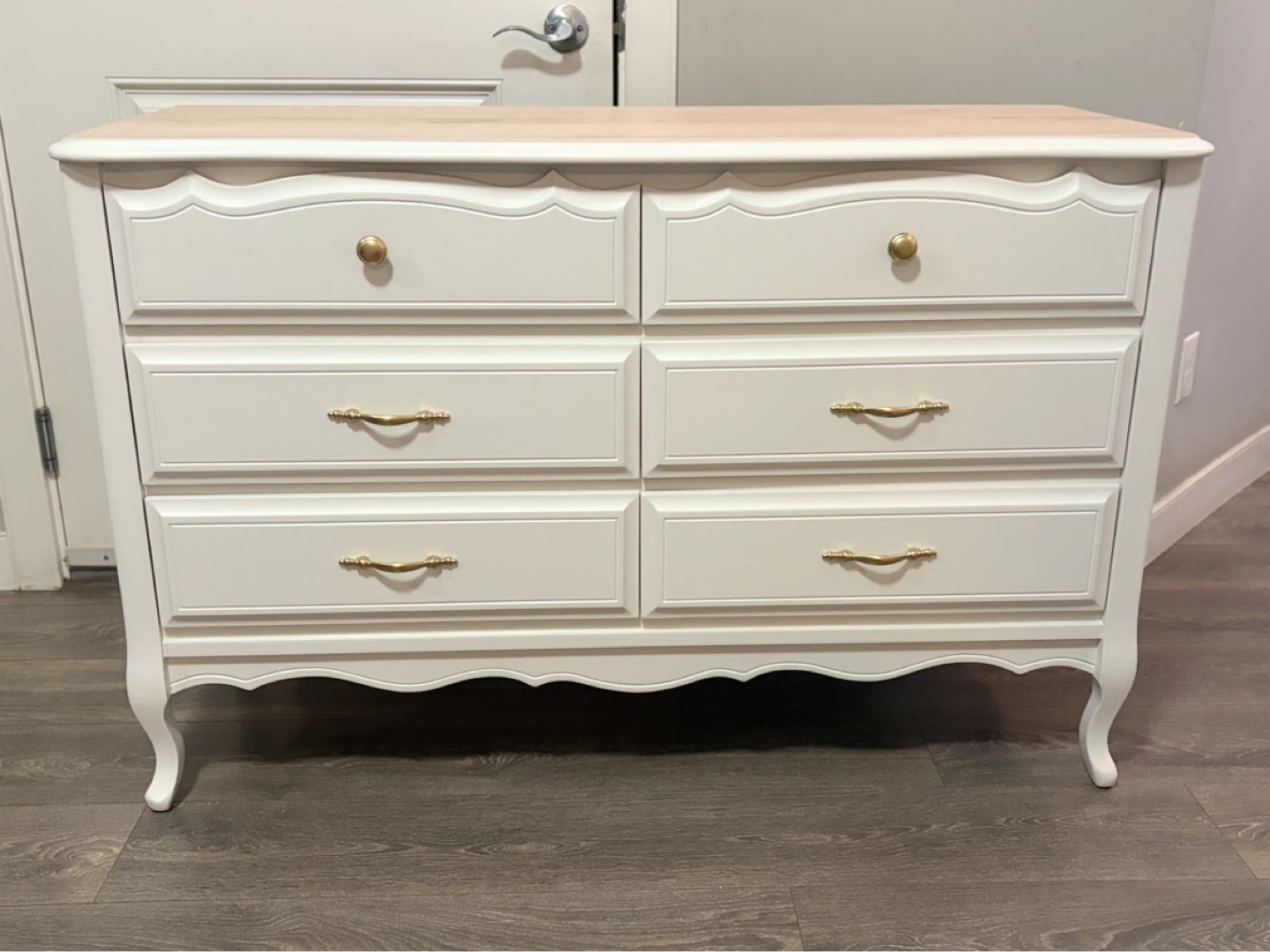 White Dresser with Light Wood Top - photo 2