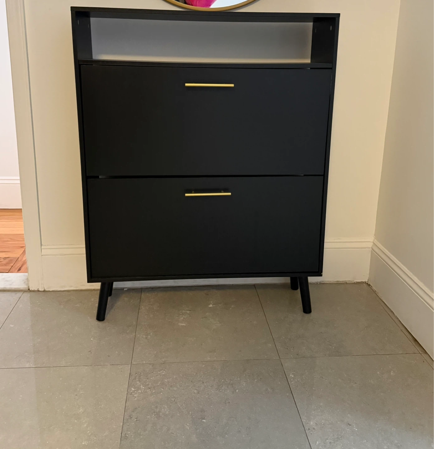 Black Shoe Cabinet with Storage