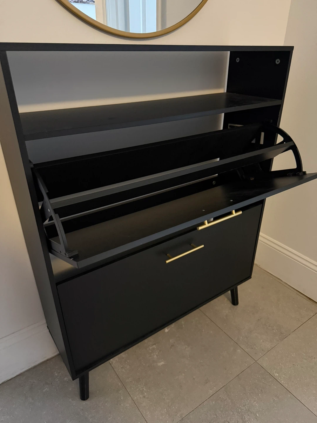 Black Shoe Cabinet with Storage - photo 2
