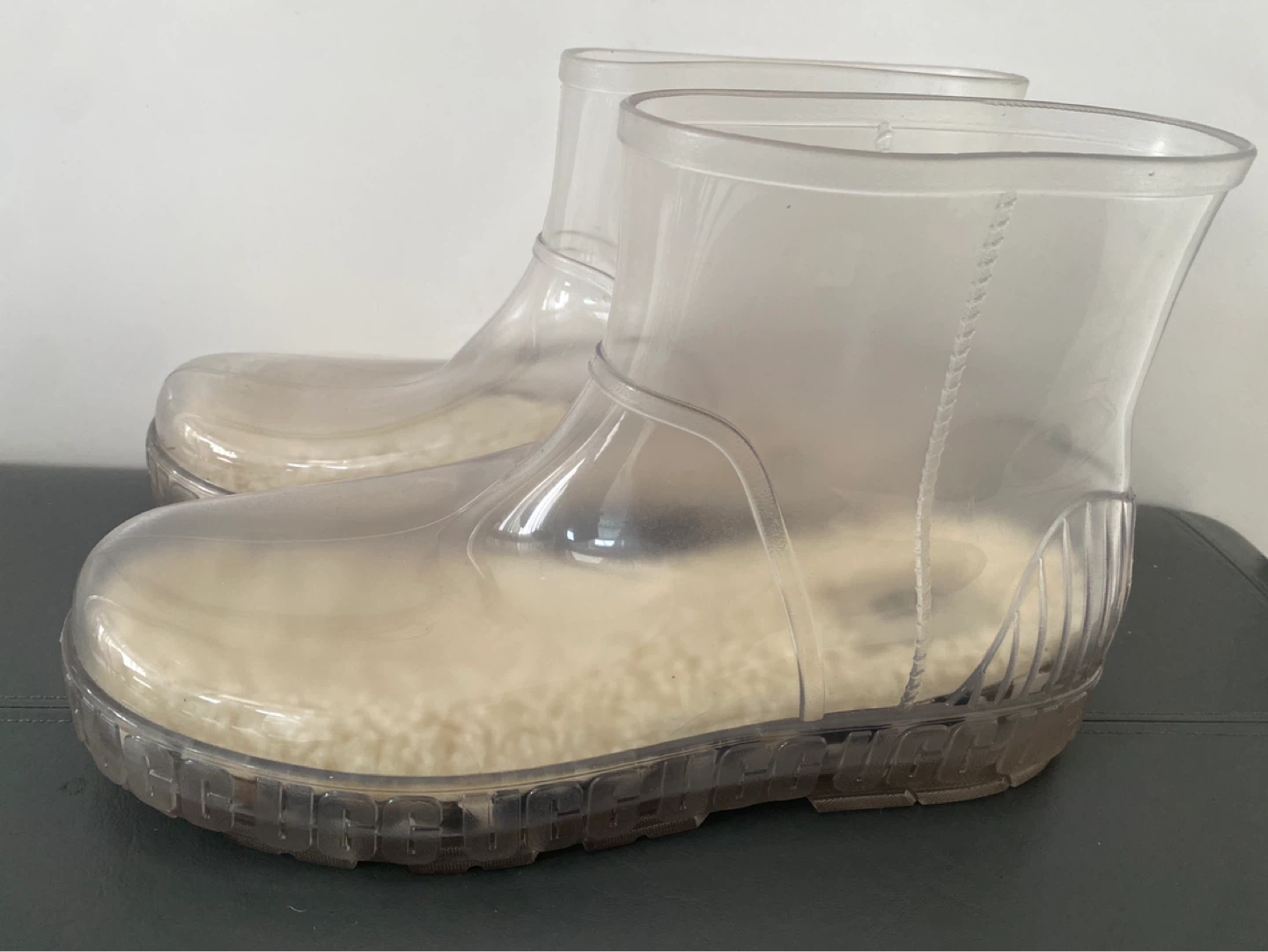 UGG Waterproof Clear Rain Boots with Fuzzy Lining
