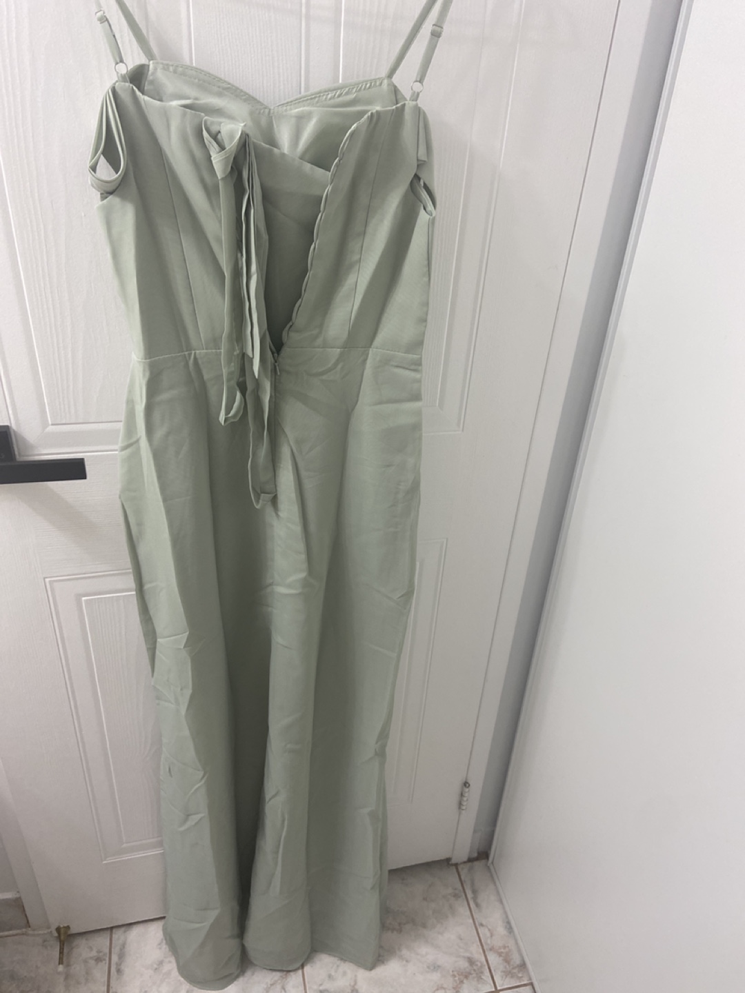 Sage Green Formal Bridesmaids Dress with Side Slit - photo 4