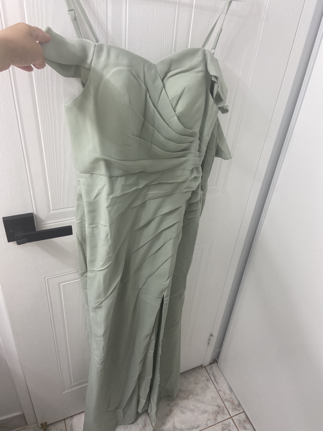 Sage Green Formal Bridesmaids Dress with Side Slit - photo 2