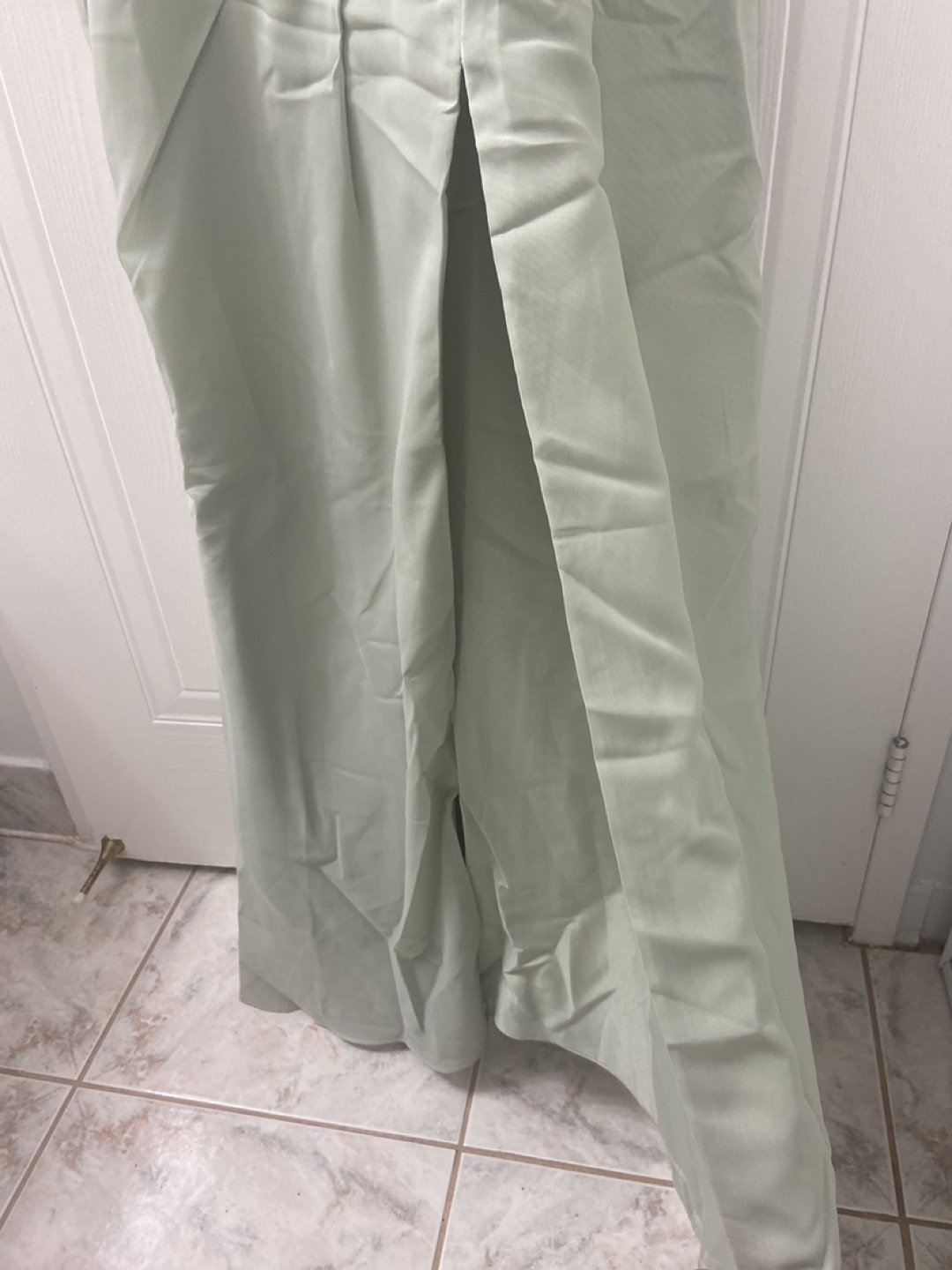 Sage Green Formal Bridesmaids Dress with Side Slit - photo 3