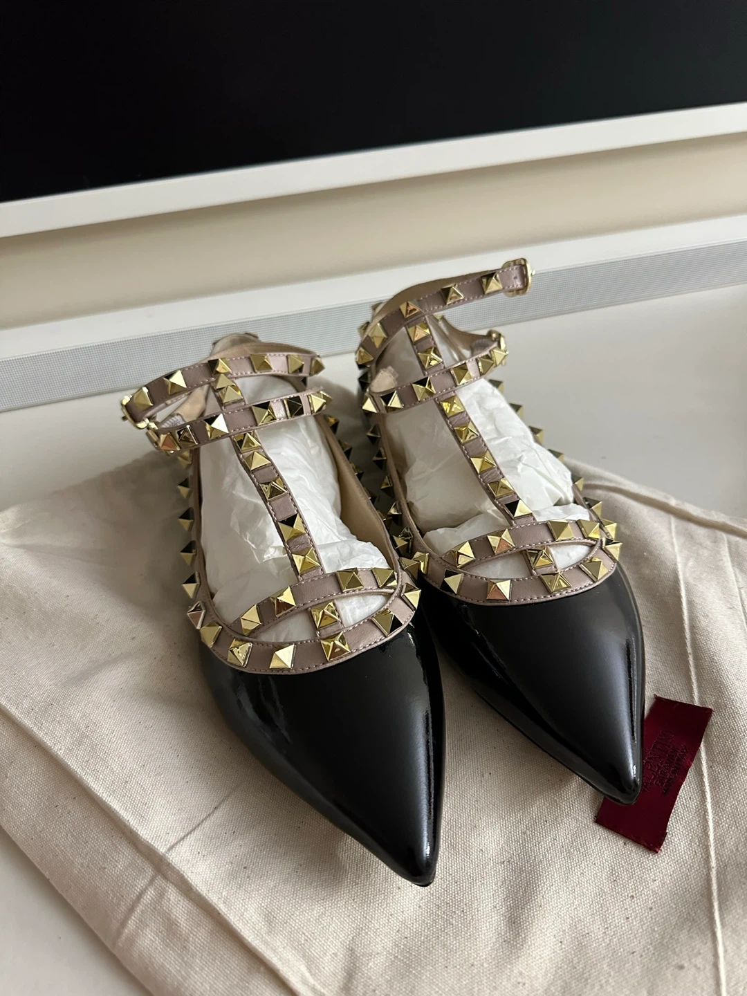 Valentino Garavani Rockstud Black Patent Ballet Flats