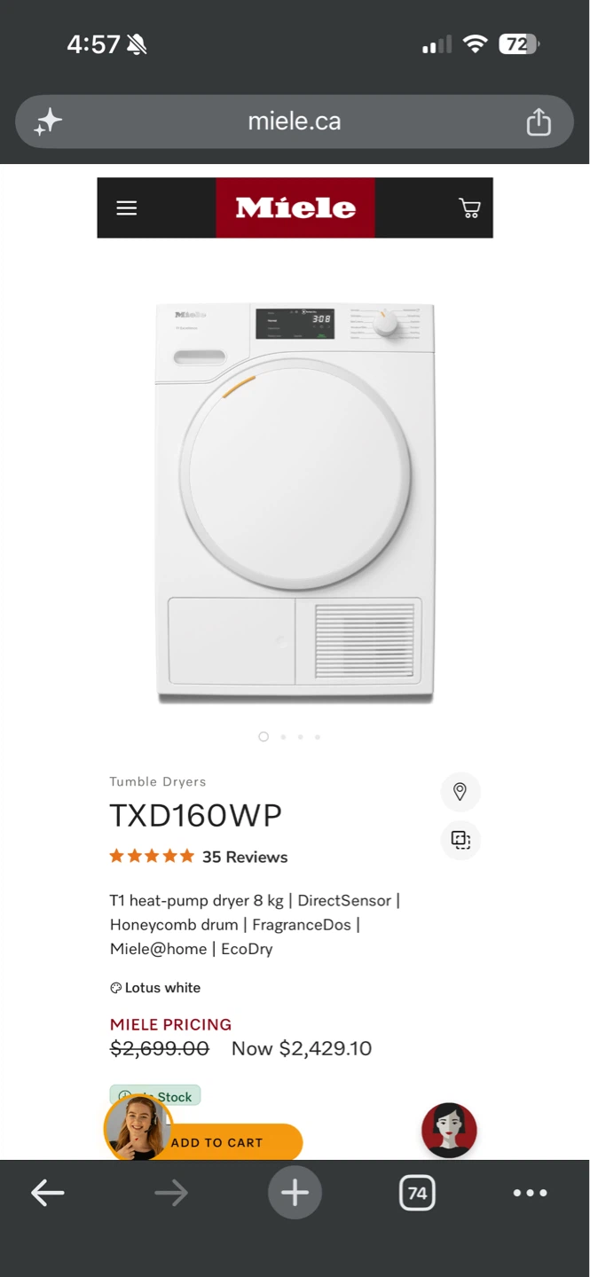 Miele W1 Excellence Washing Machine and T1 Excellence Dryer Set - photo 5