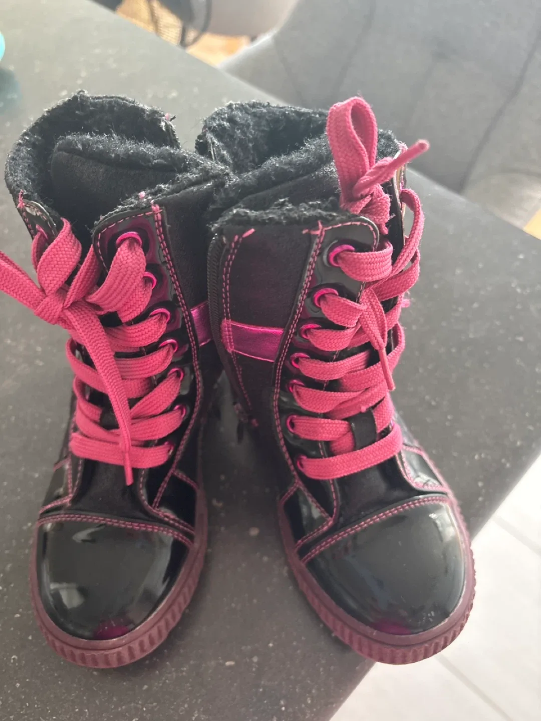 LUMBERJACK Girls Boots Size 29 Black Pink