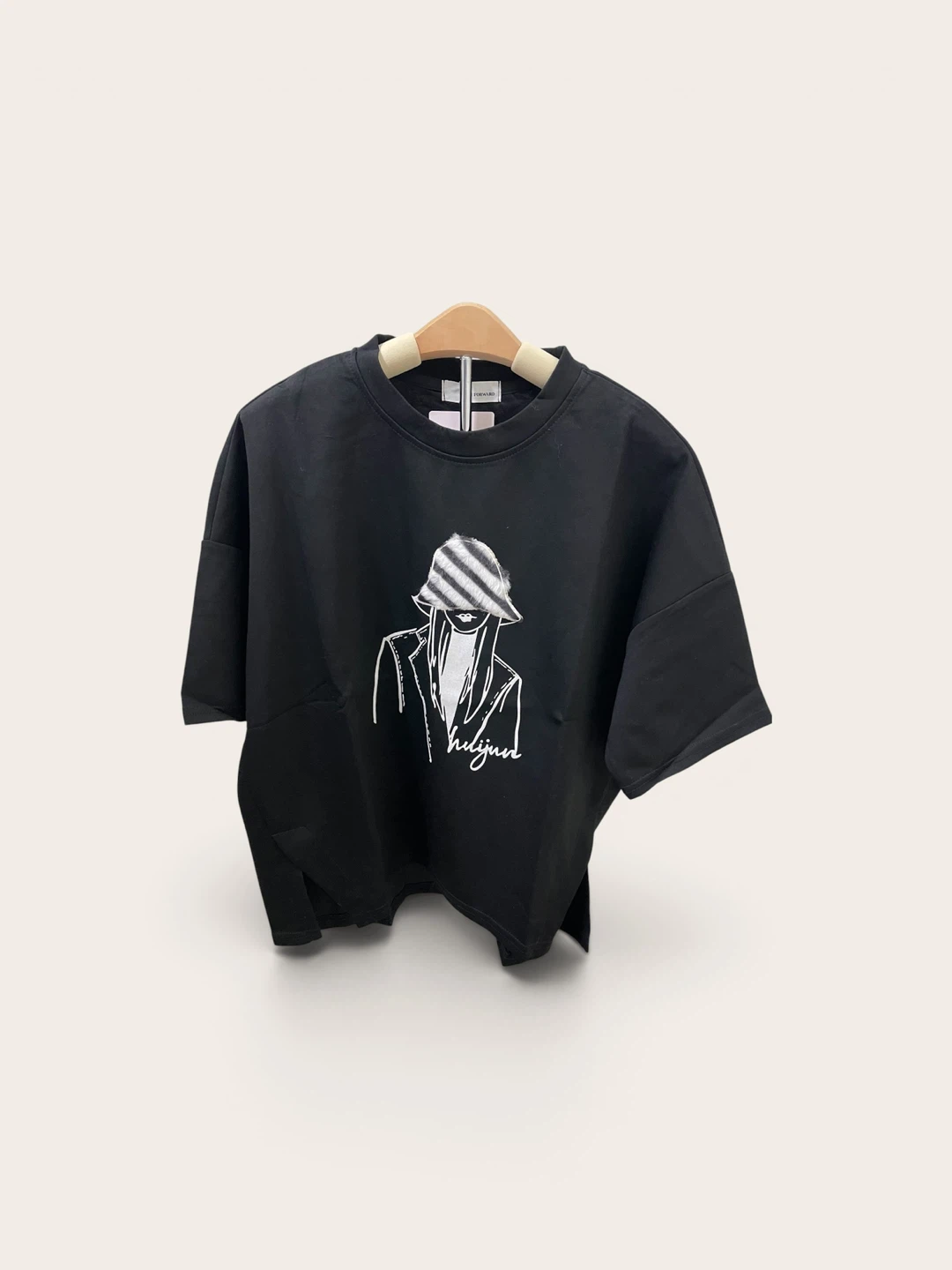 Black T-Shirt with Graphic Print - photo 2
