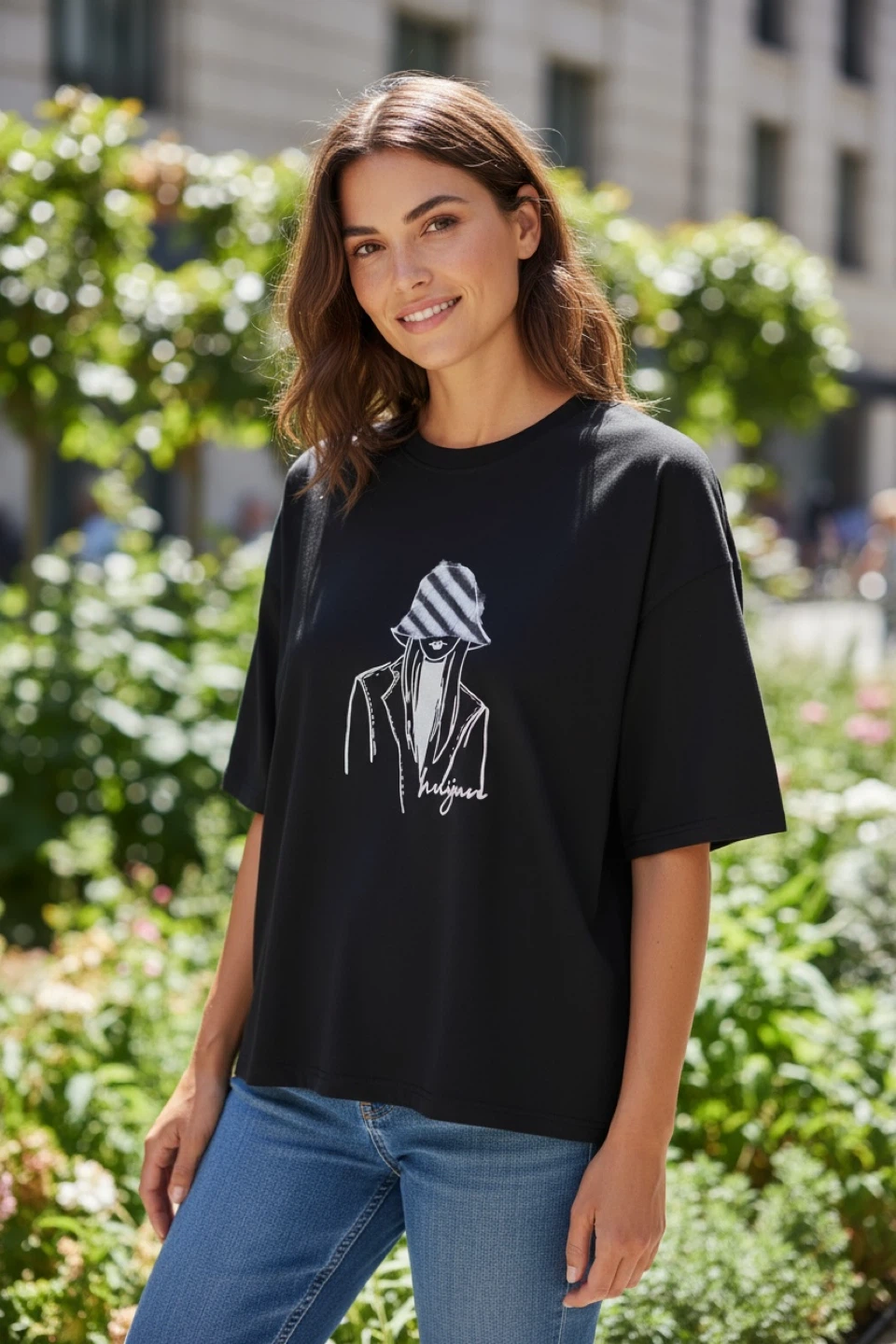 Black T-Shirt with Graphic Print