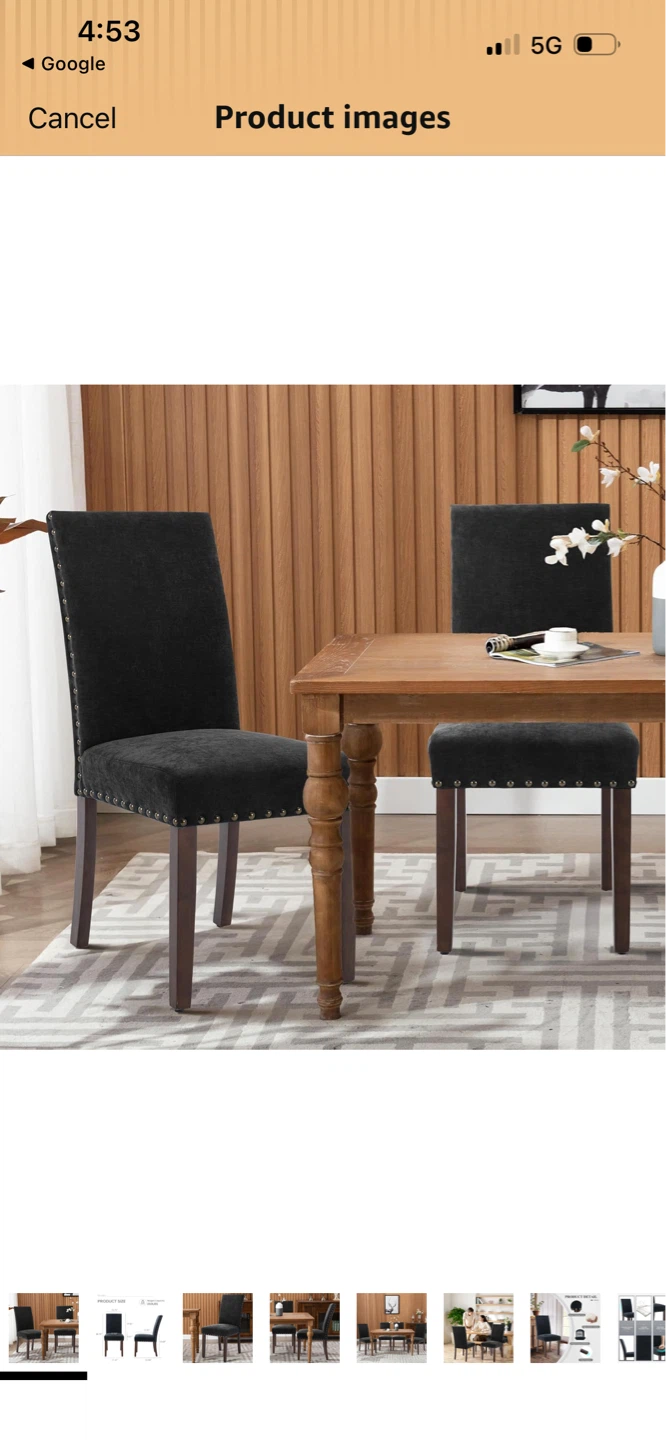 New Black Upholstered Dining Chairs Nailhead Trim (Set of 2)