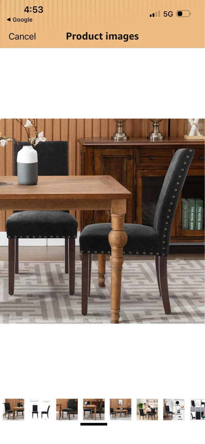 New Black Upholstered Dining Chairs Nailhead Trim (Set of 2) - photo 4